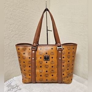 MCM Cognac Monogram Tote Bag AUTHENTIC